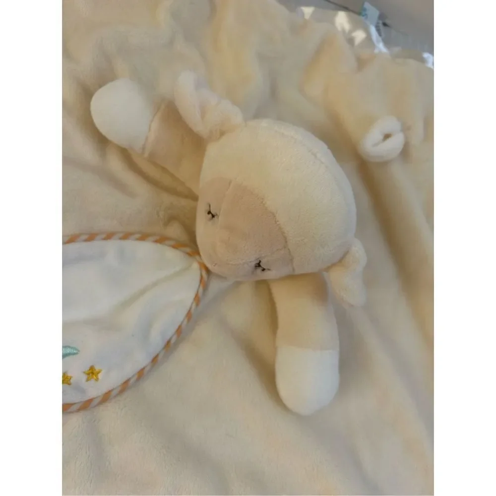 Douglass baby cuddle toy lamb plush security blanket‎ silky cream color 15x14